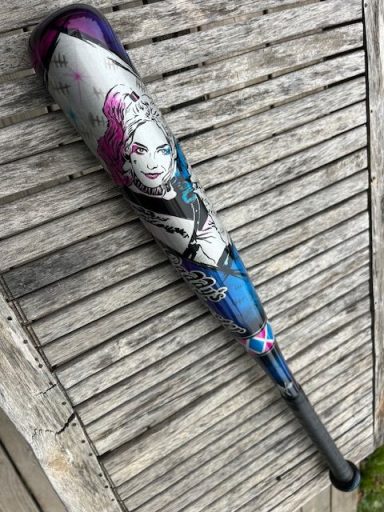 Batte Harley Quinn batte customisée, peinture custom, batte peinture personnalisée, airbrush custom paint, peinture personnalisée, batte personnalisée